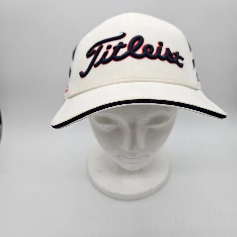 Titleist Golf Hat Cap Fitted White Pro V1 Golf USA American Flag Patriotic L/XL